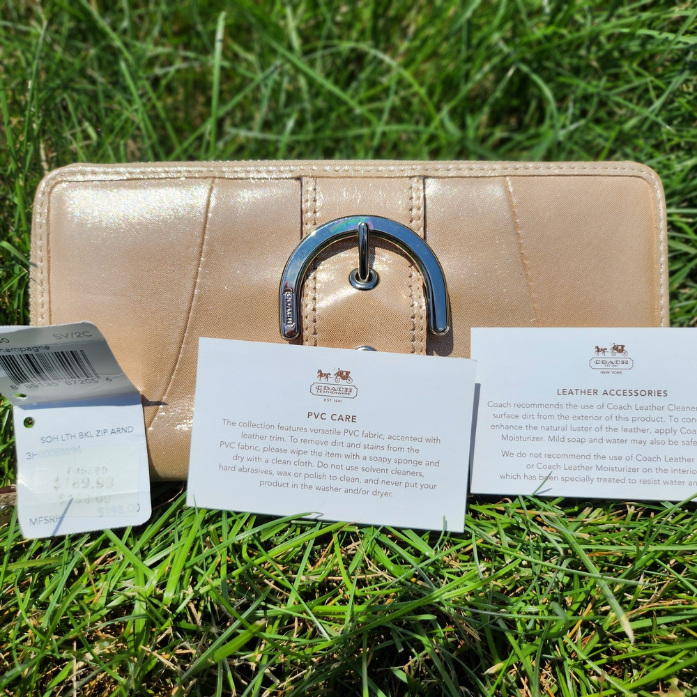 Coach Cream and Brown Wallet with Sleek Design